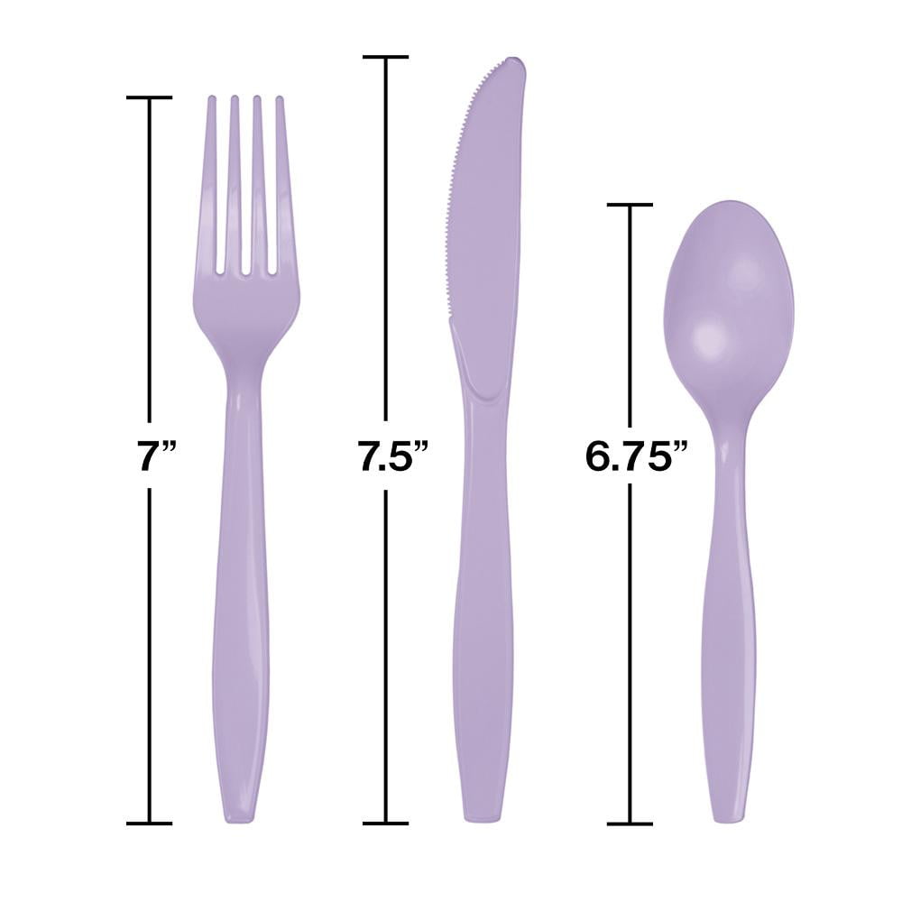 Lavender Plastic Cutlery Set For 8