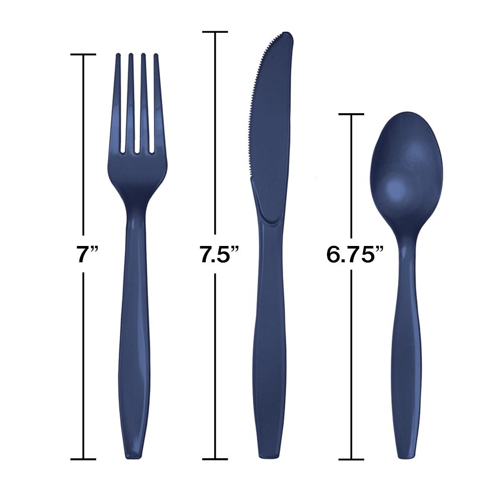 Navy Plastic Cutlery Set For 8