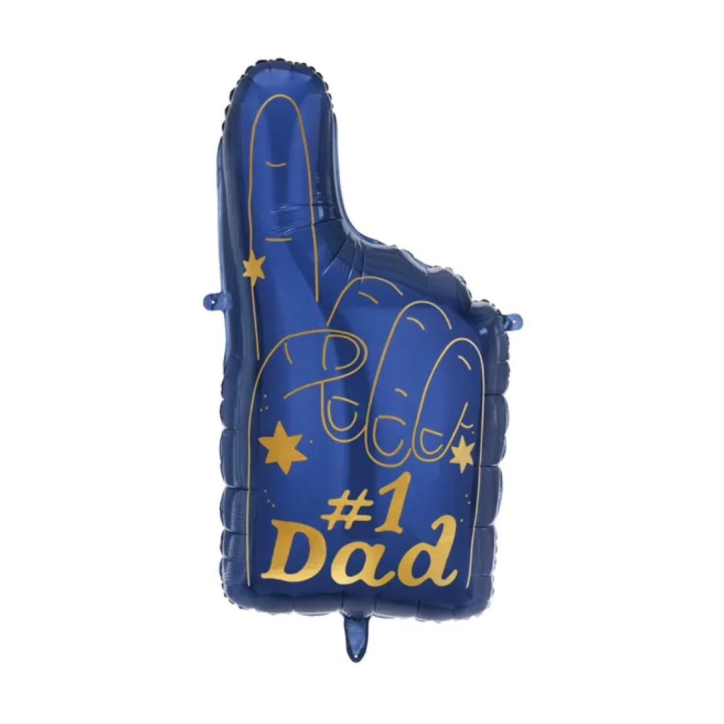 #1 Dad Blue Foam Finger Foil Balloon 34in