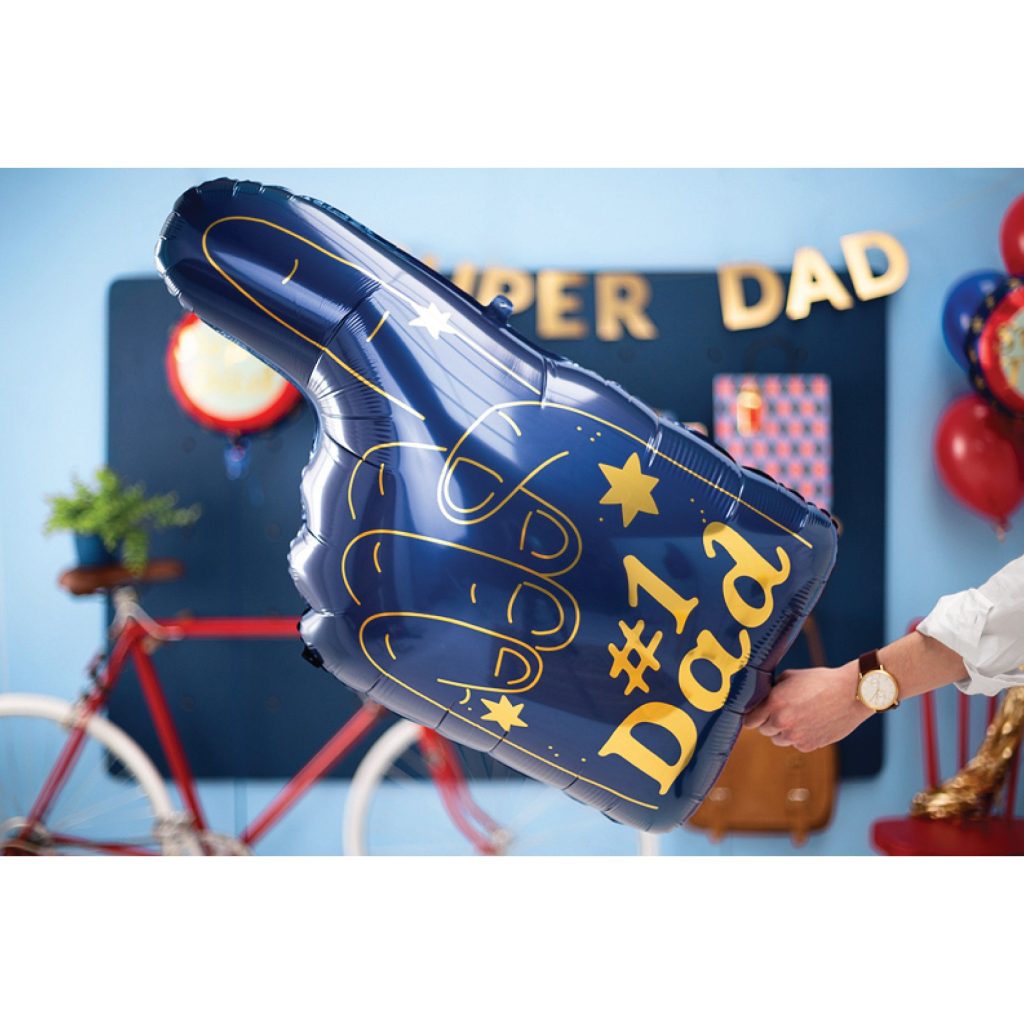 #1 Dad Blue Foam Finger Foil Balloon 34in