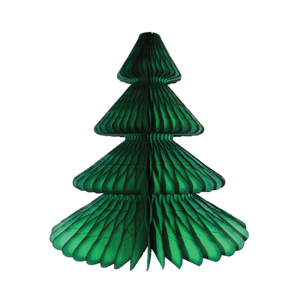 Dark Green Christmas Tree Honeycomb Paper Centerpiece 12in