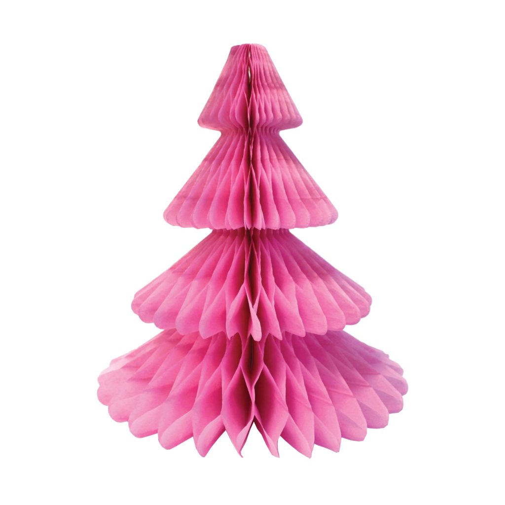 Dusty Rose Christmas Tree Honeycomb Paper Centerpiece 12in