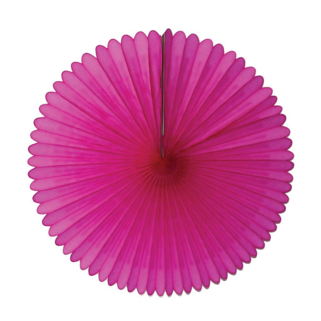 Cerise Tissue Paper Fan 13in