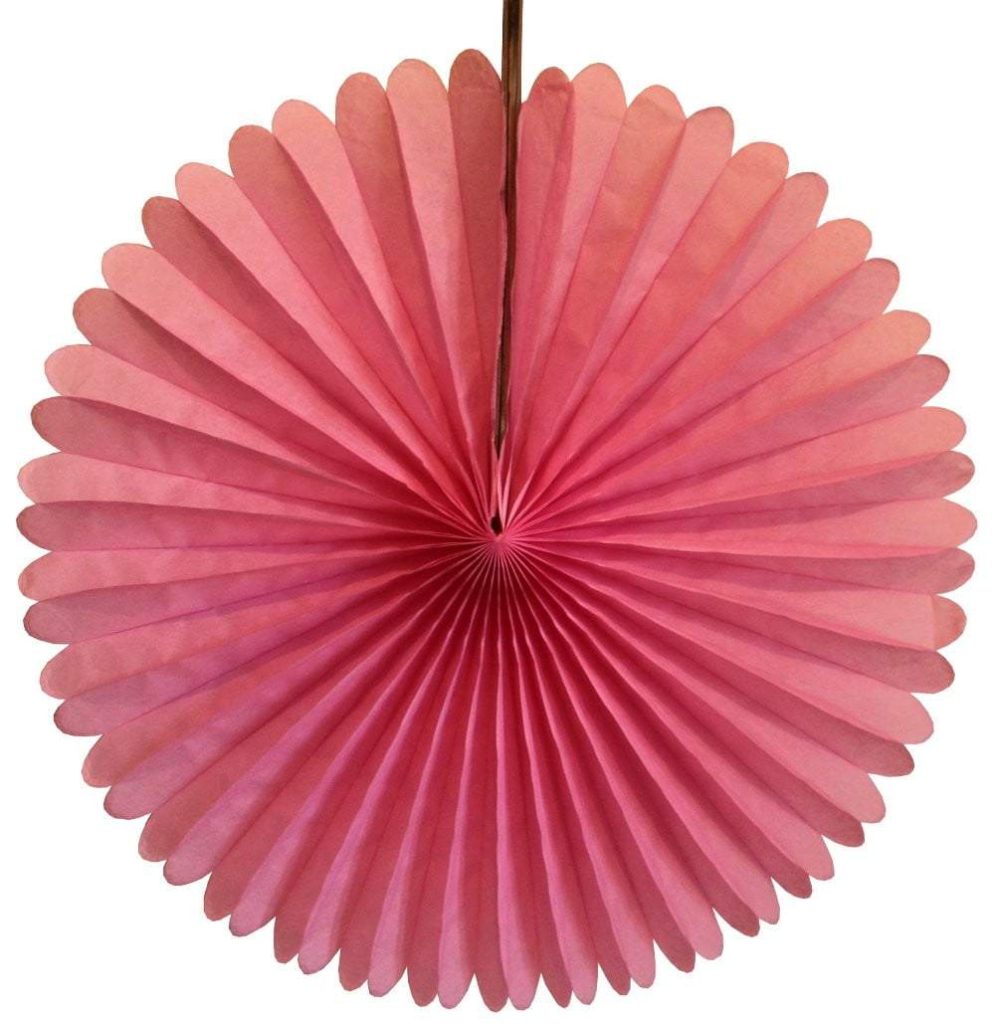 Rose Pink Tissue Paper Fan 13in