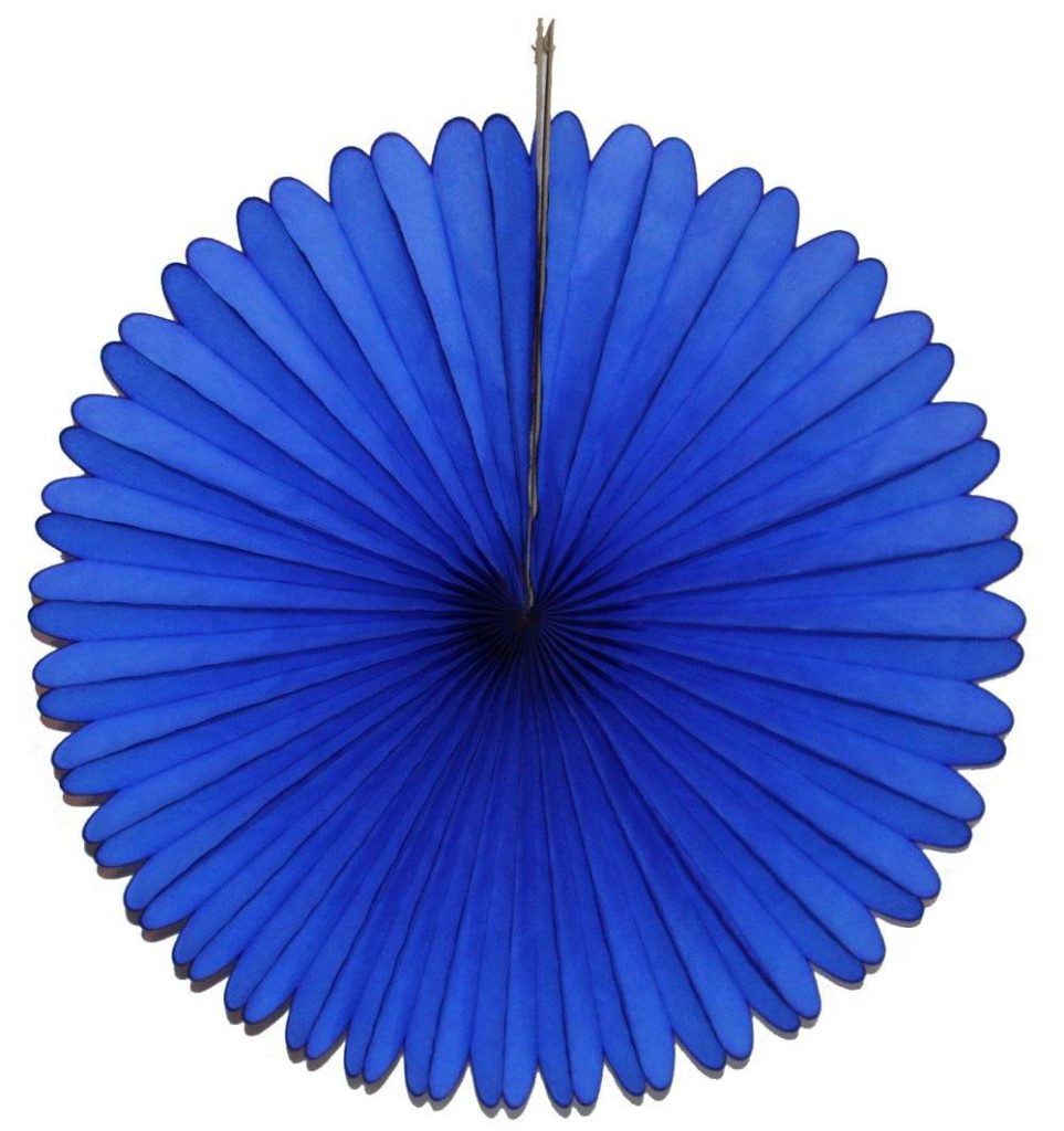 Dark Blue Tissue Paper Fan 13″