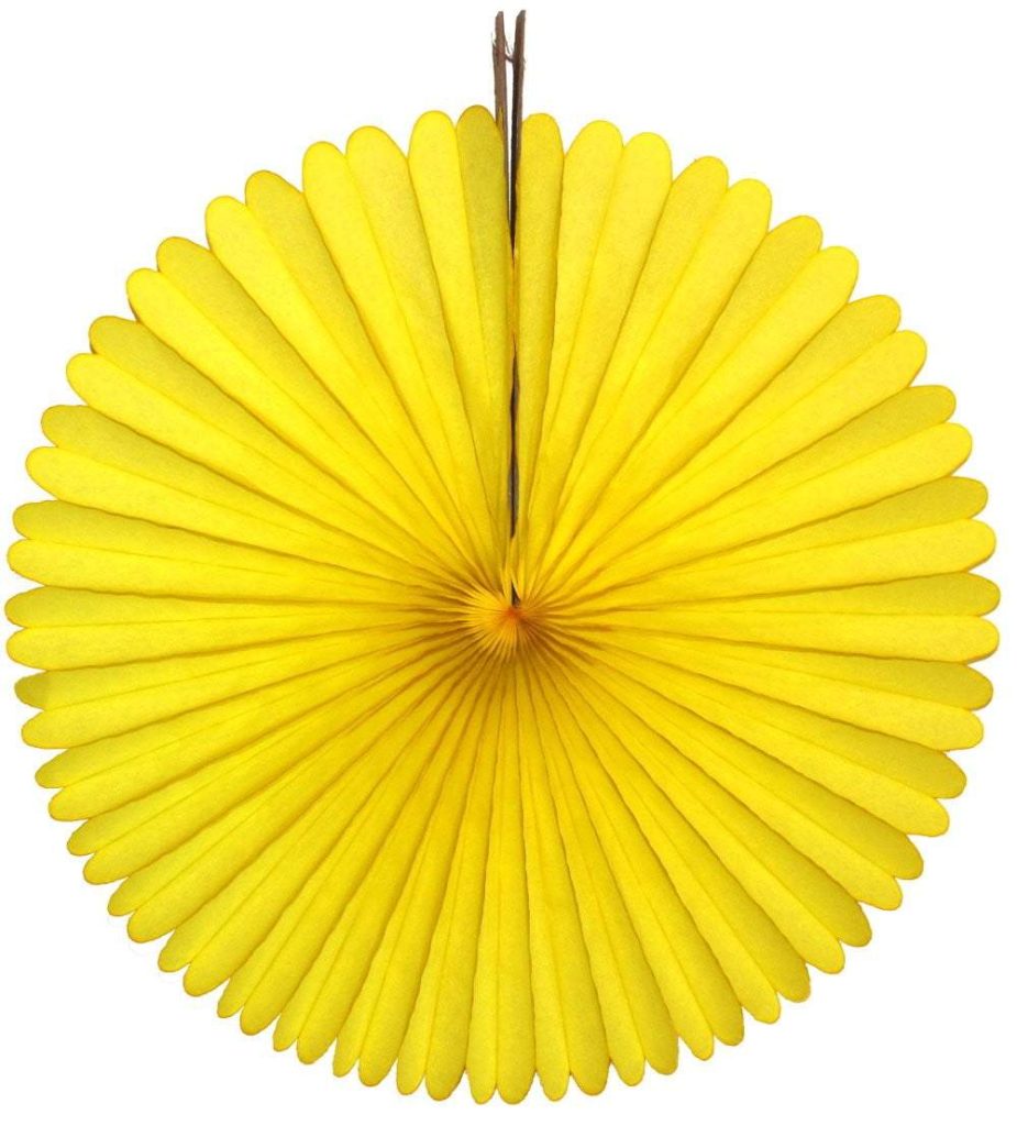 Yellow Tissue Paper Fan 13″