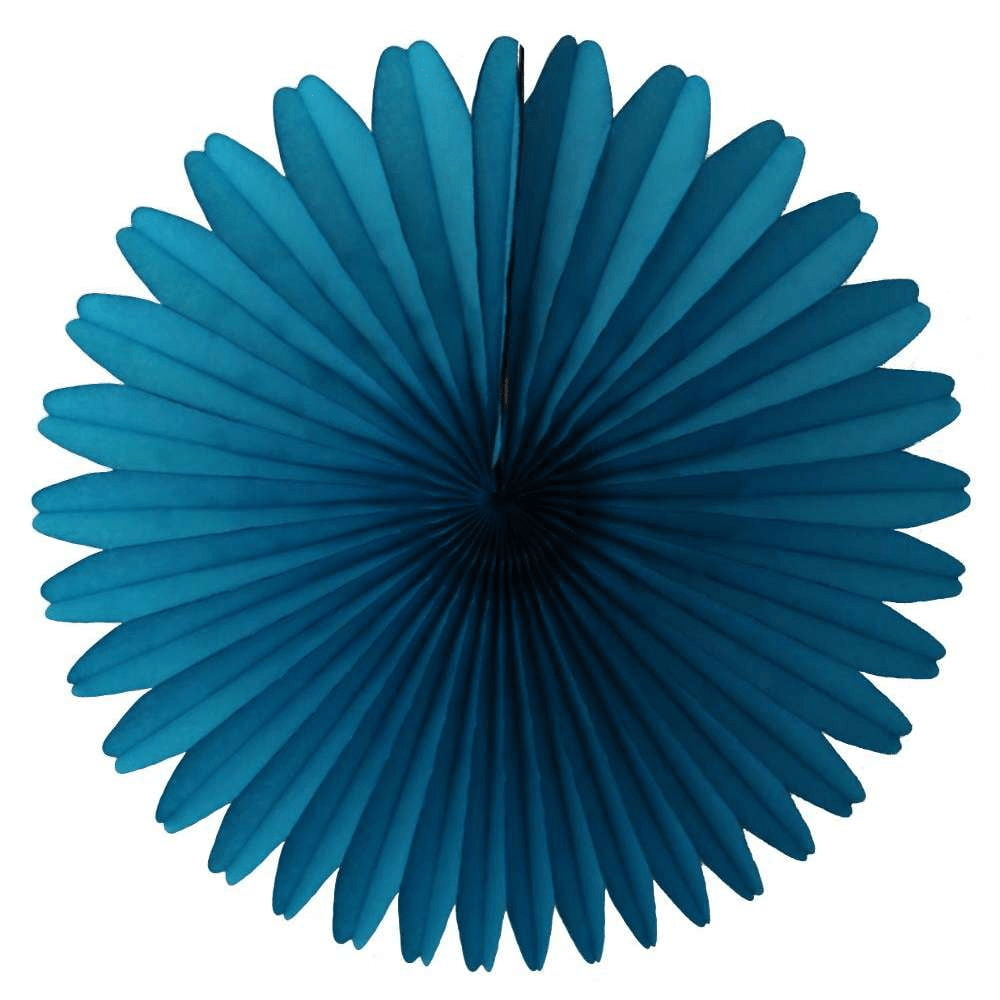 13″ Turquoise Tissue Paper Fan