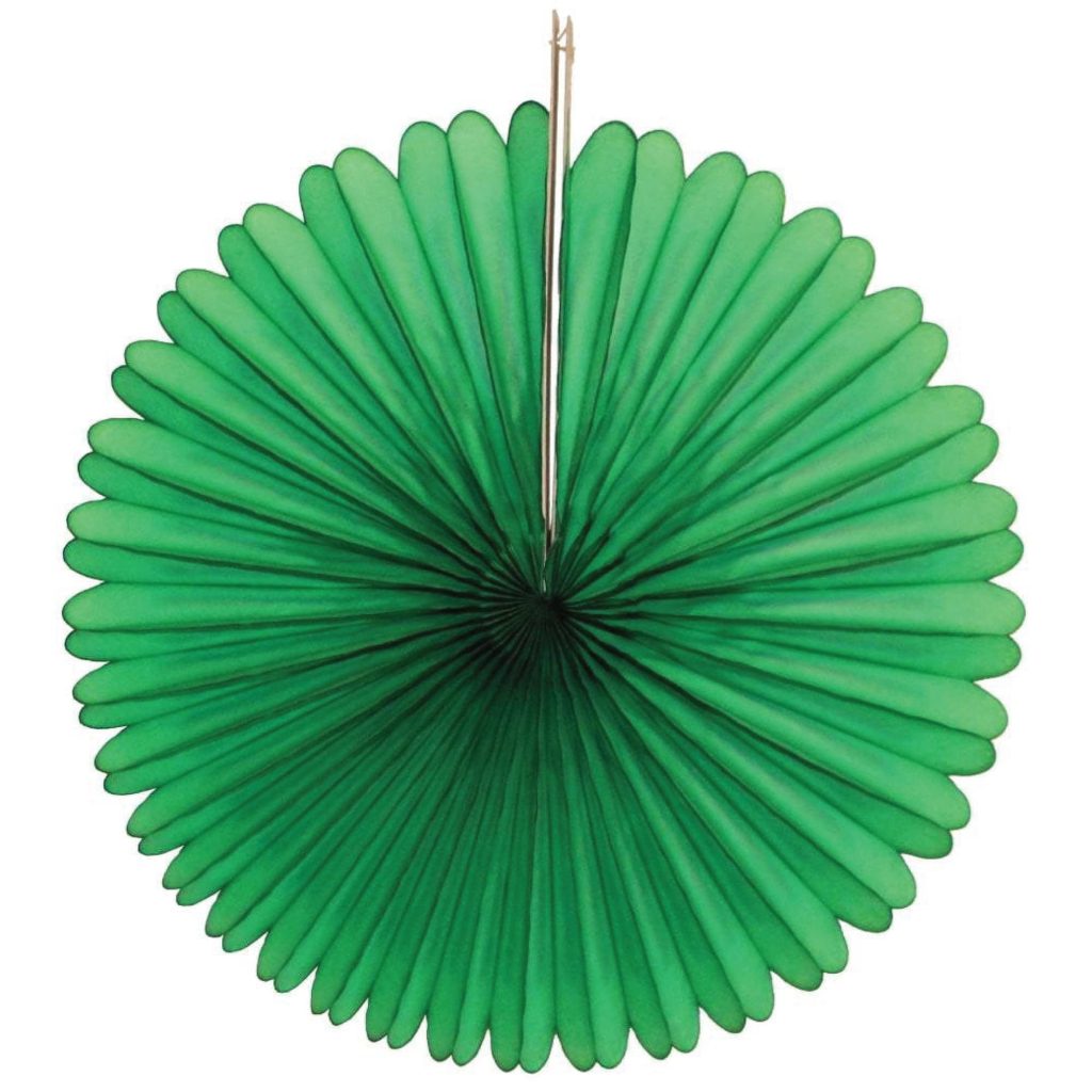 Dark Green Tissue Paper Fan 13″