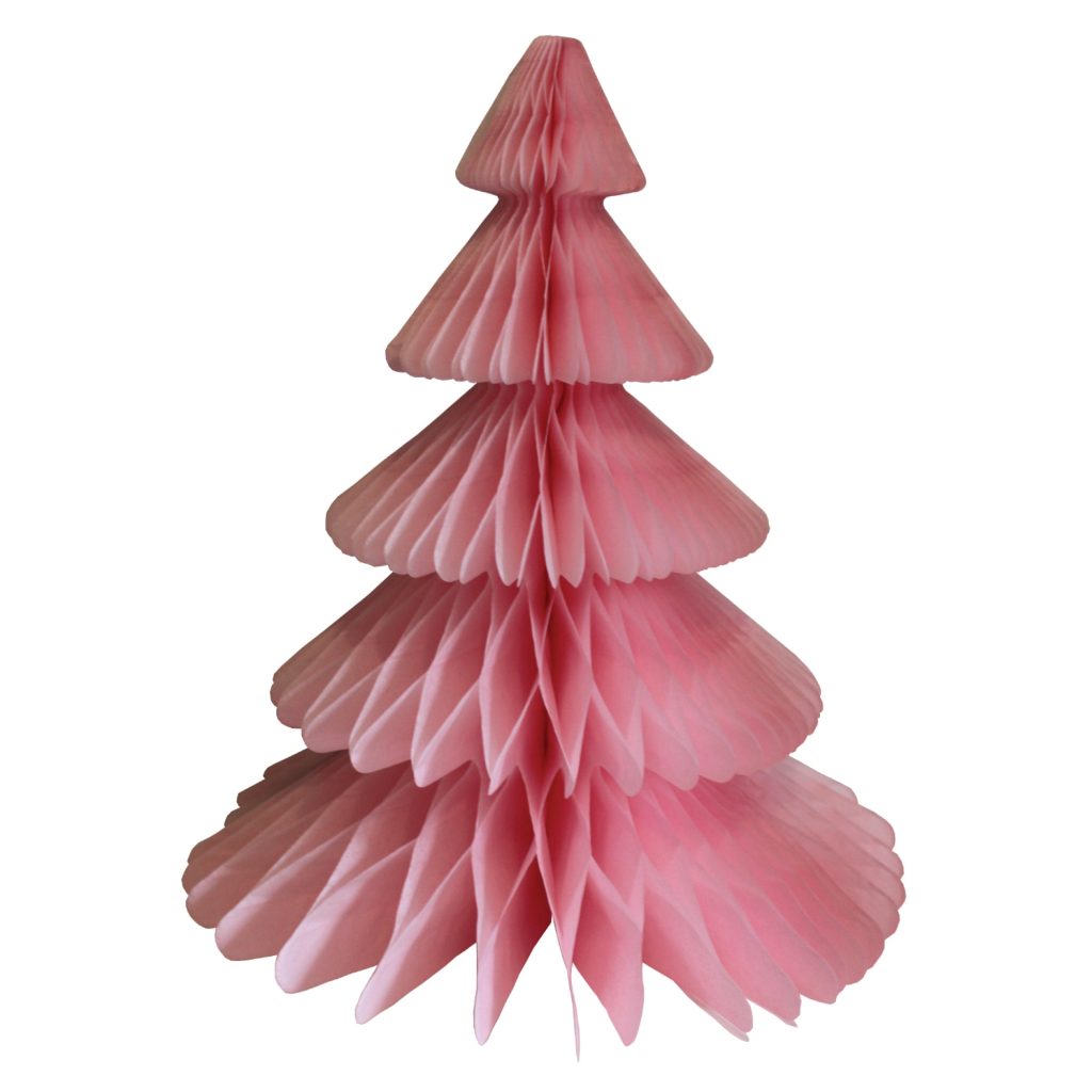 Pink Christmas Tree Honeycomb Paper Centerpiece 17in