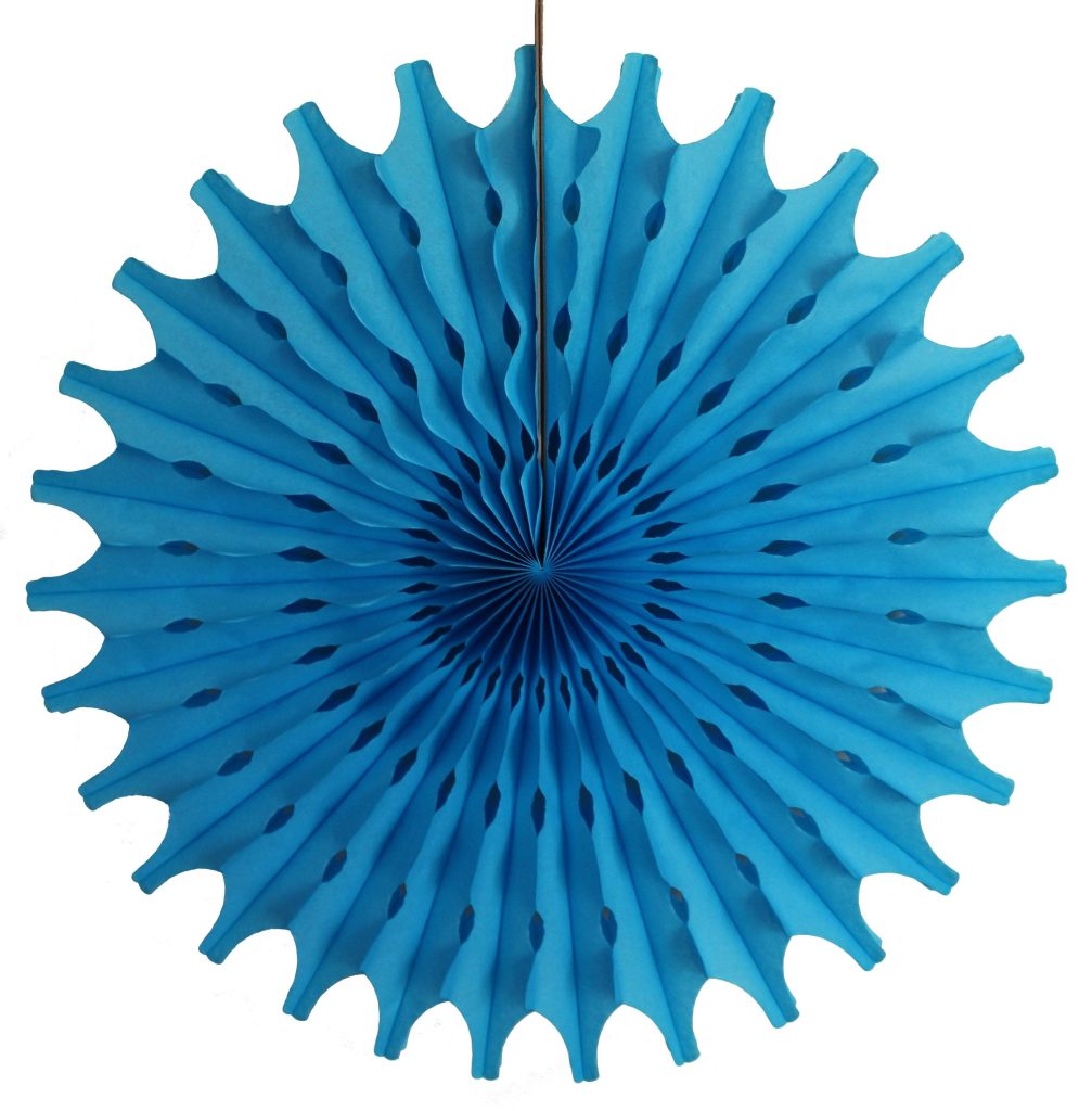 Turquoise Tissue Paper Fan 18″