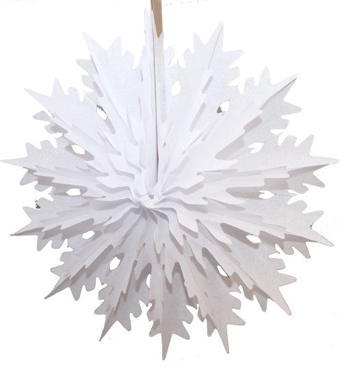 Small White Tissue Paper Snowflake 15″