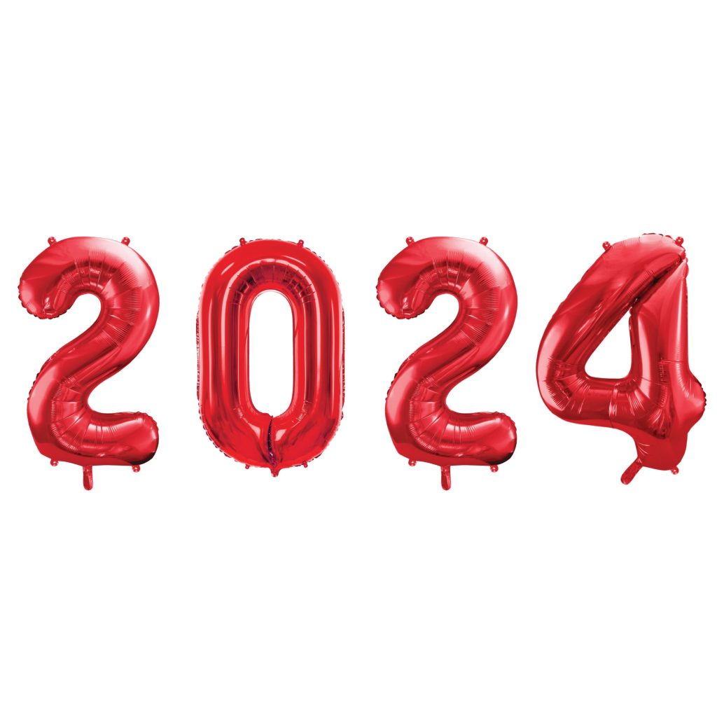 Red 2024 Number Balloon Year 34in