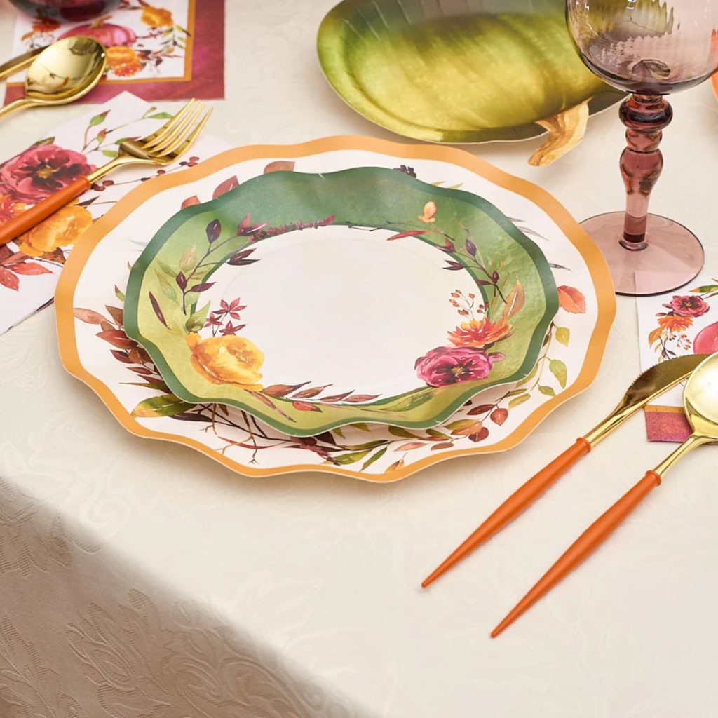 Green Autumn Bouquet Salad Plates 8ct