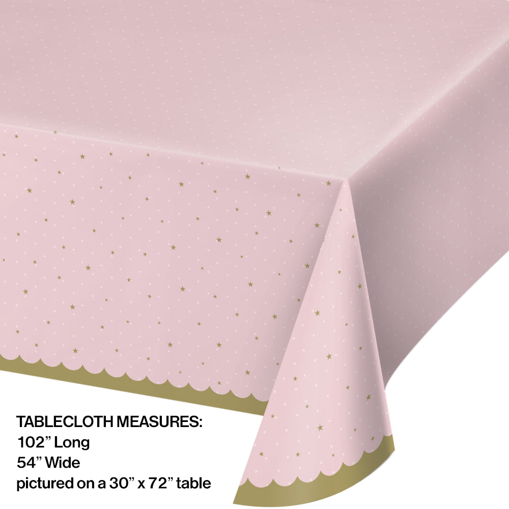 Pink & Gold Stars Plastic Table Cover