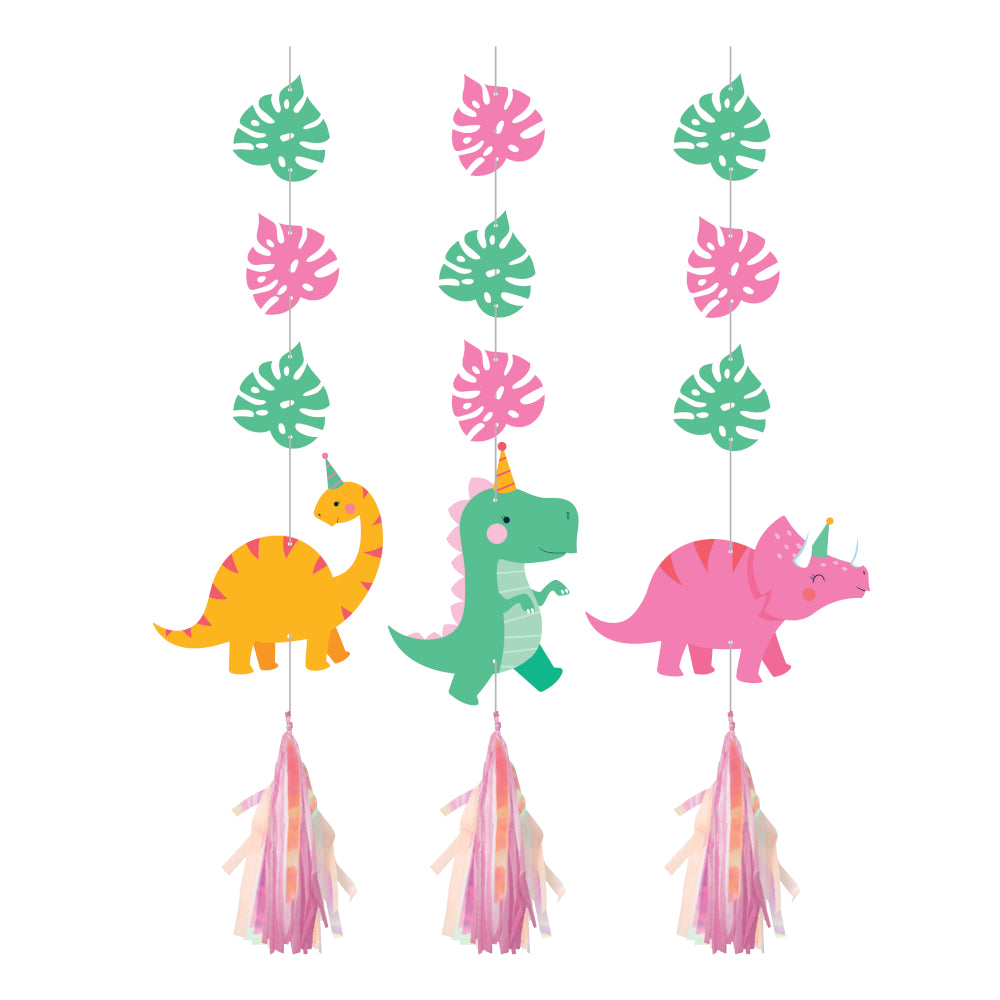 Girl Dinosaur Hanging Decorations 3ct