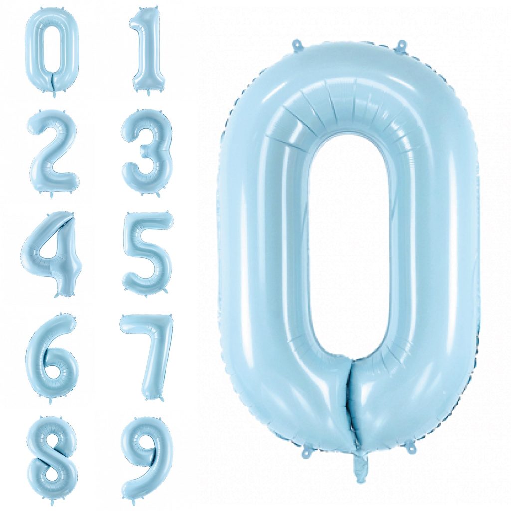 Light Blue 0-9 Number Balloon 34in