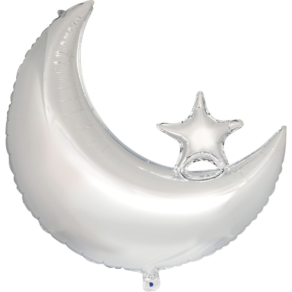 Silver Moon & Star Foil Balloon 28.5in