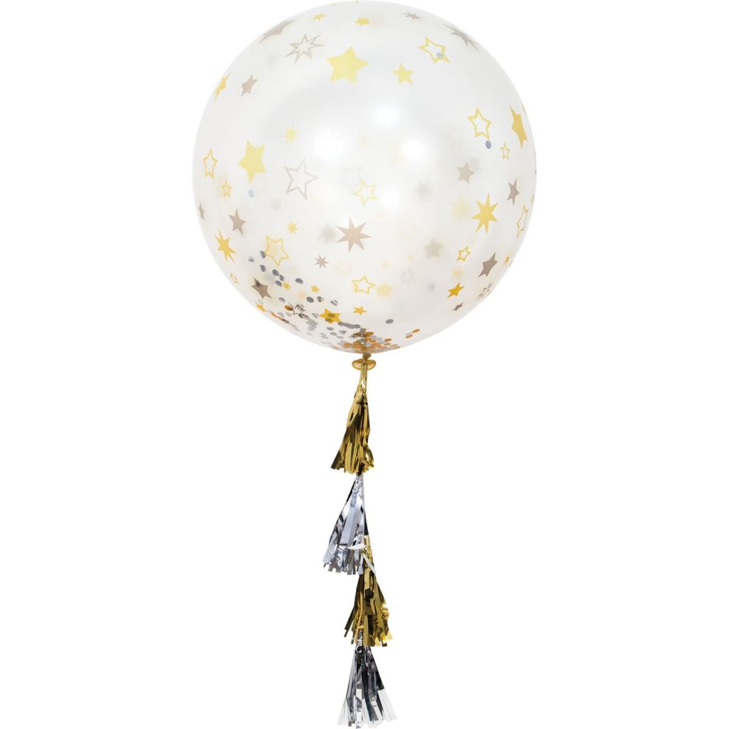 Giant Starry Night Confetti Balloon With Tassels 36in