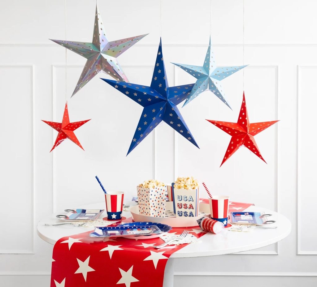 3D Patriotic Star Hanging Decorations 5ct