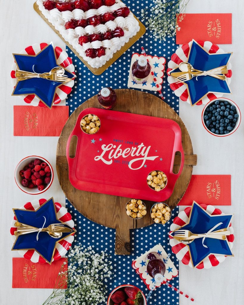 Blue Patriotic Stars Paper Table Runner