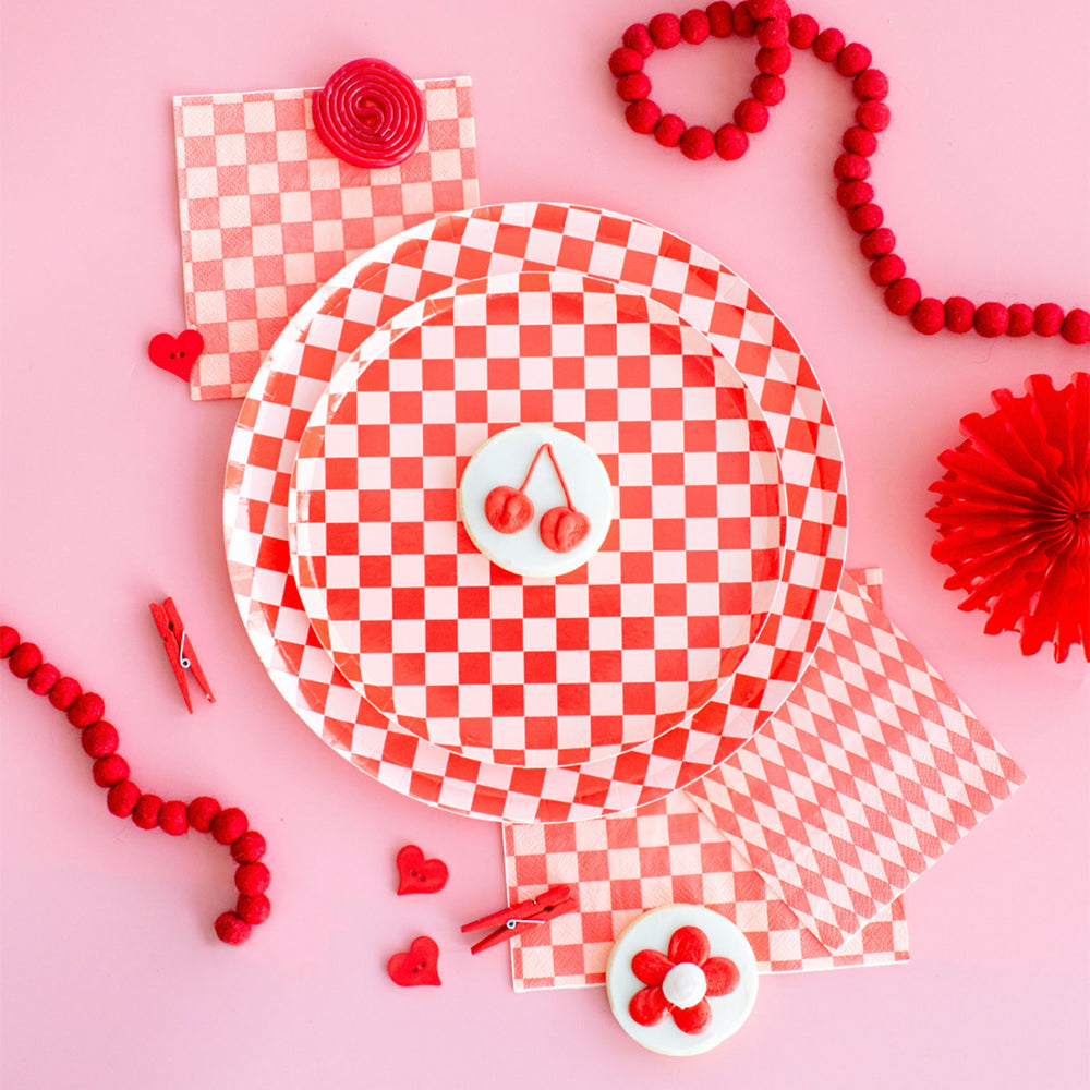 Red Checkered Dessert Napkins 20ct