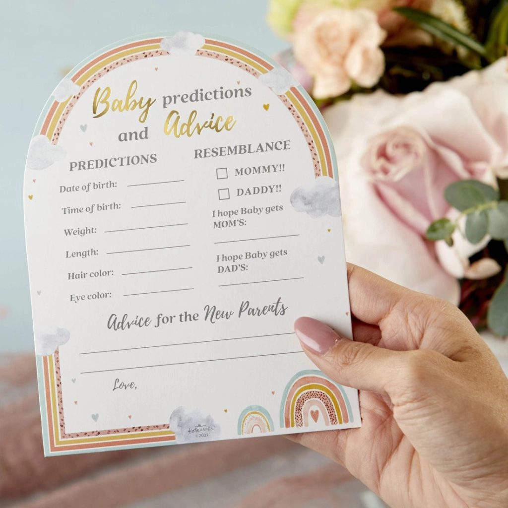 Boho Rainbow Baby Shower Advice Cards & Baby Shower Game