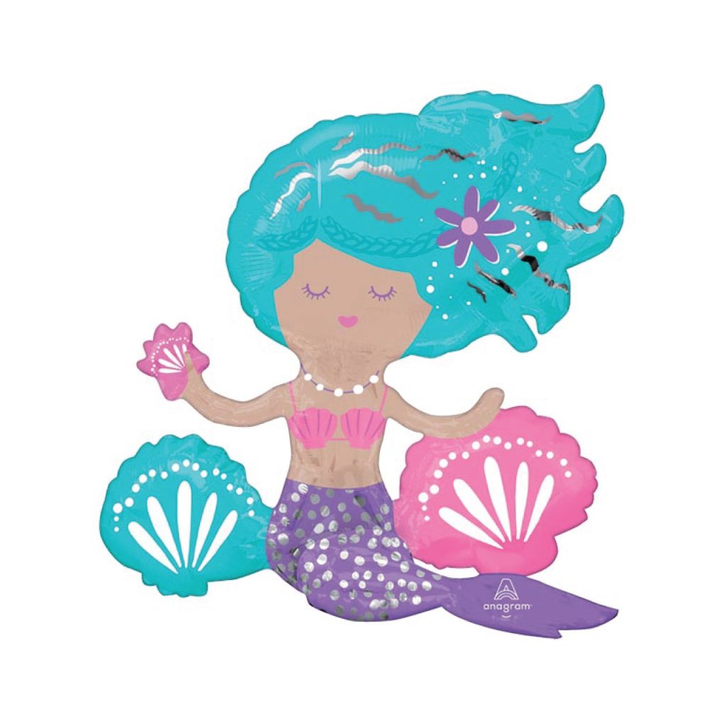 Air-Filled Sitting Shimmer Mermaid Balloon 18″