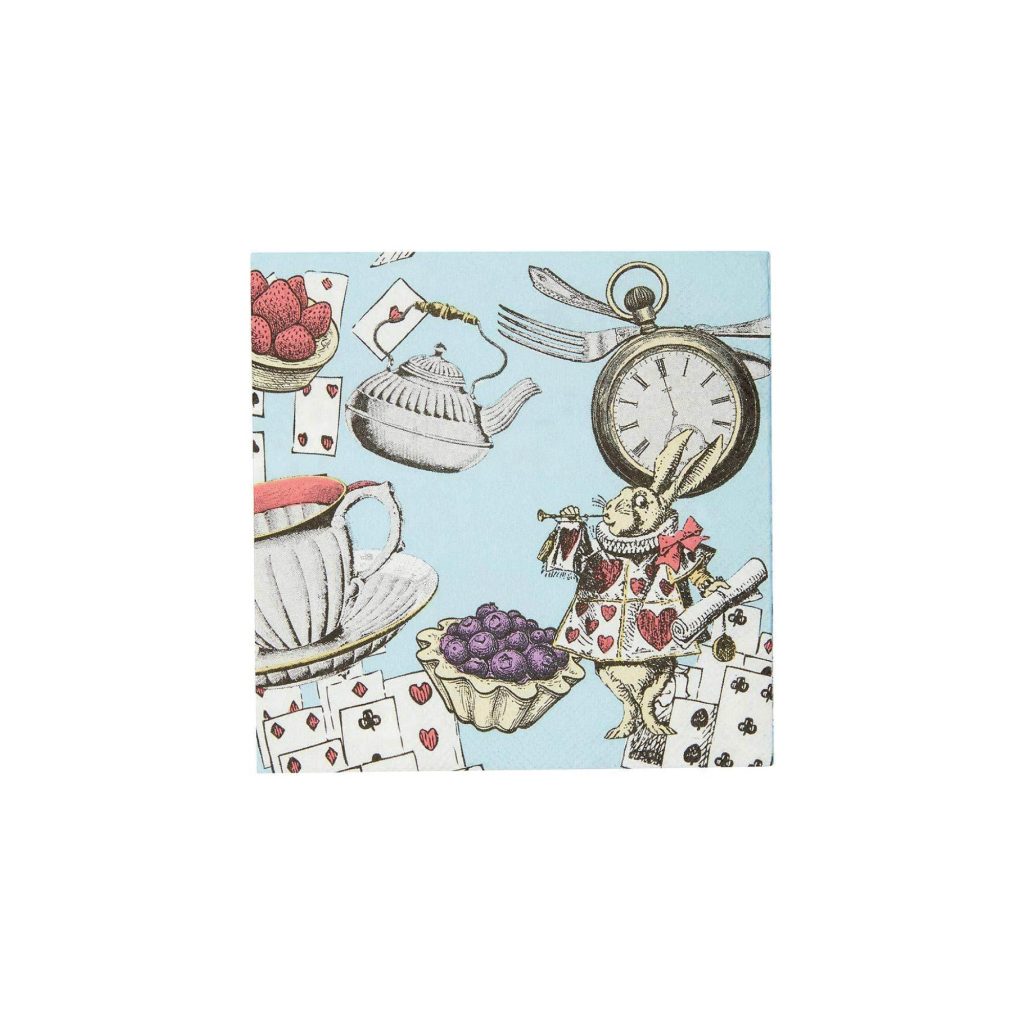 Blue Alice In Wonderland Dessert Napkins 20ct