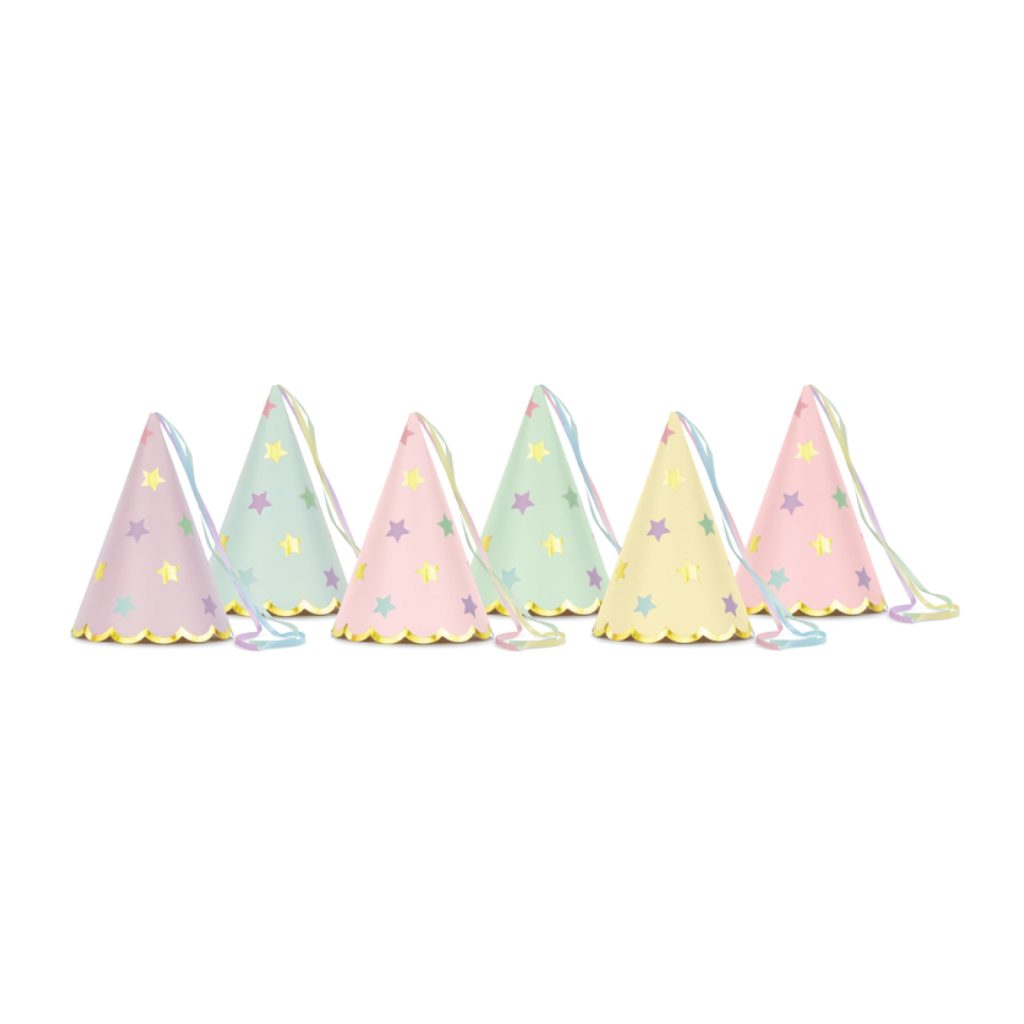 Assorted Pastel Star Party Hats 6ct