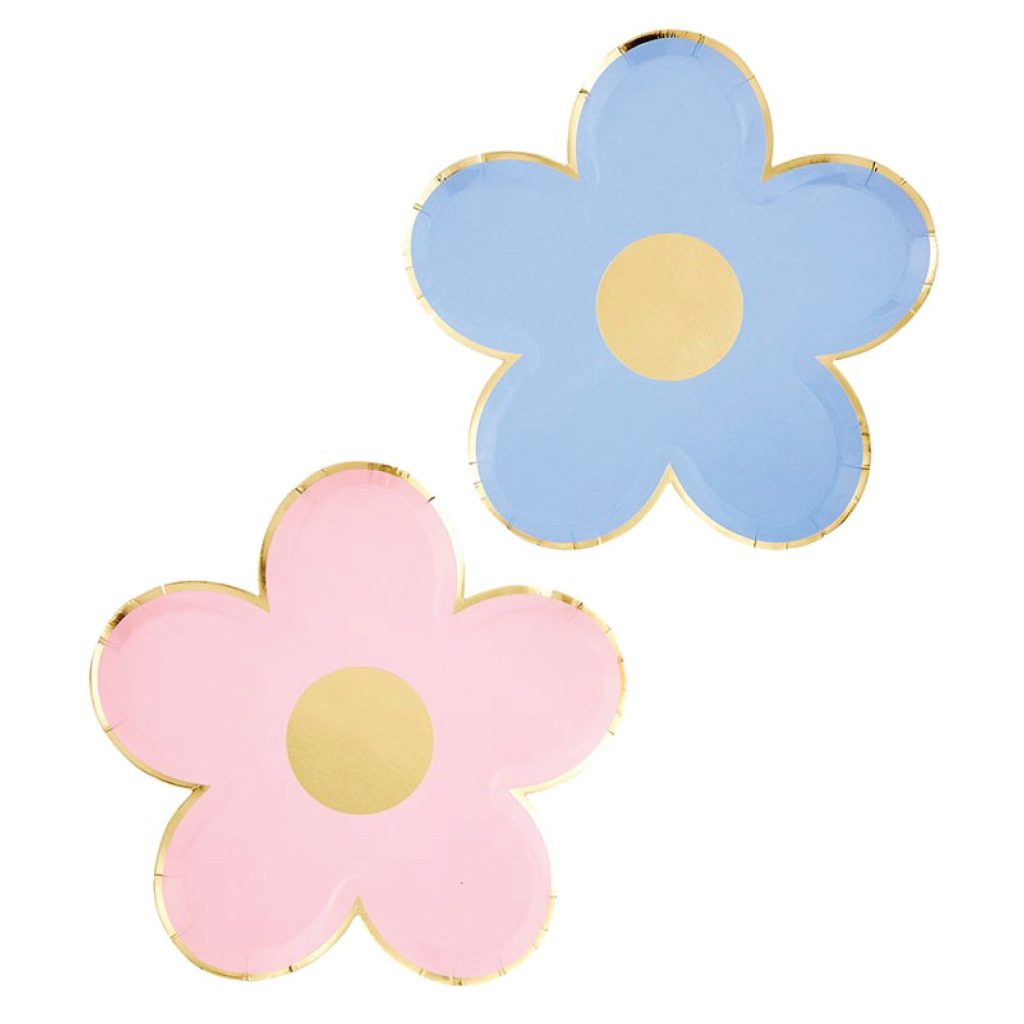 Assorted Pink & Blue Daisy Dessert Plates 8ct