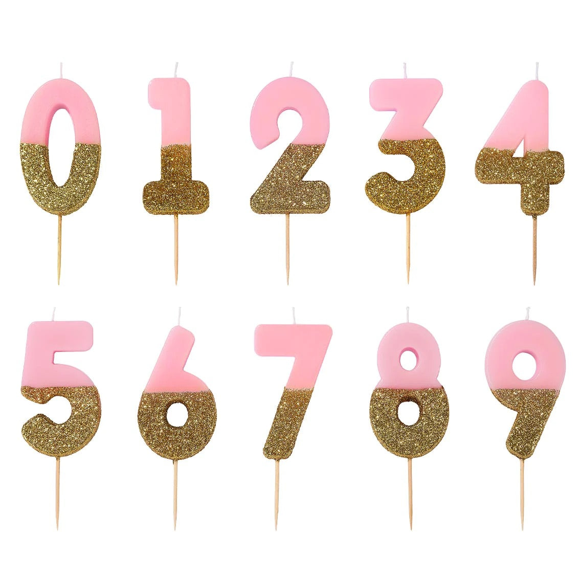 Pink & Gold Glitter Dipped Number Birthday Candle