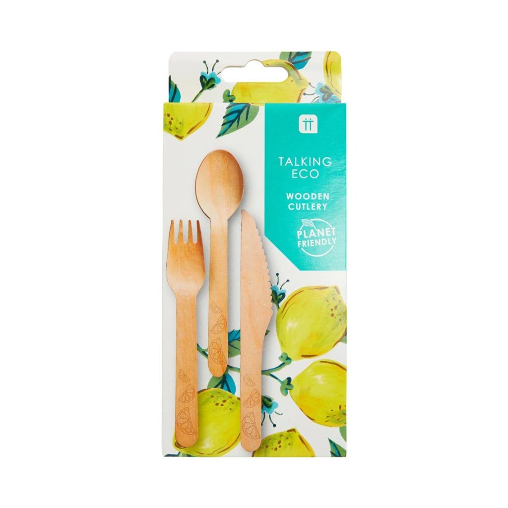 Lemon Wooden Cutlery Set For 6