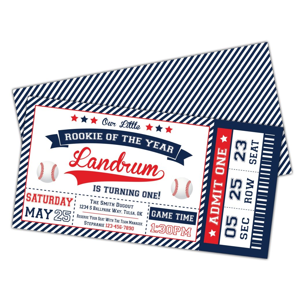 Baseball Ticket Birthday Party Invitation