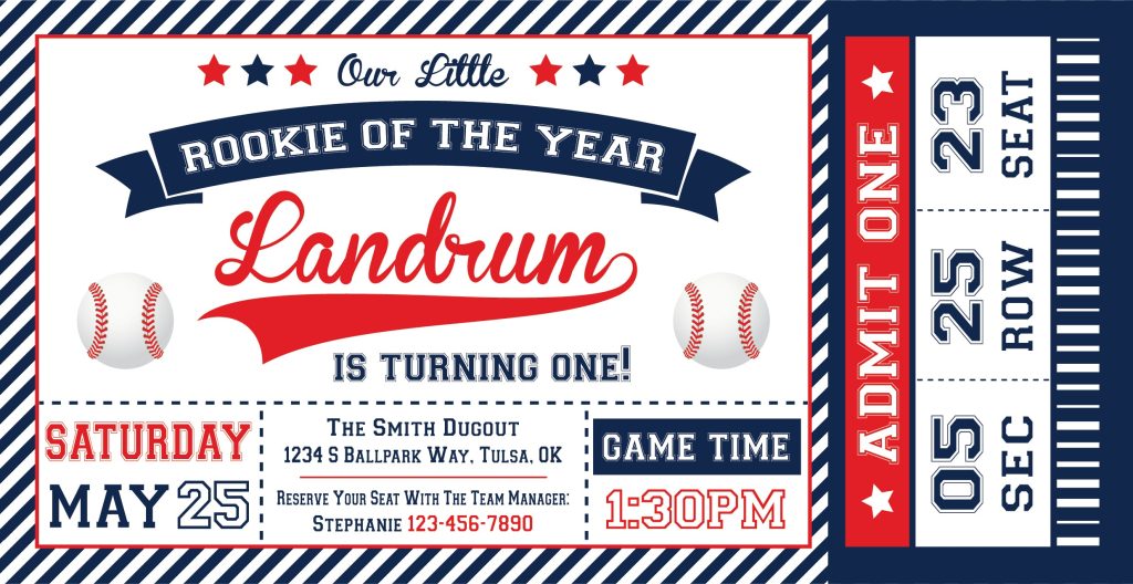 Baseball Ticket Birthday Party Invitation