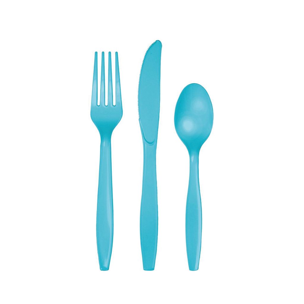 Bermuda Blue Plastic Cutlery Set For 8