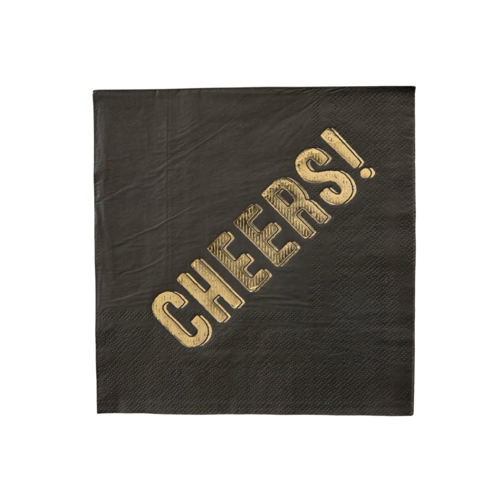 Black & Gold Cheers Lunch Napkins 20ct