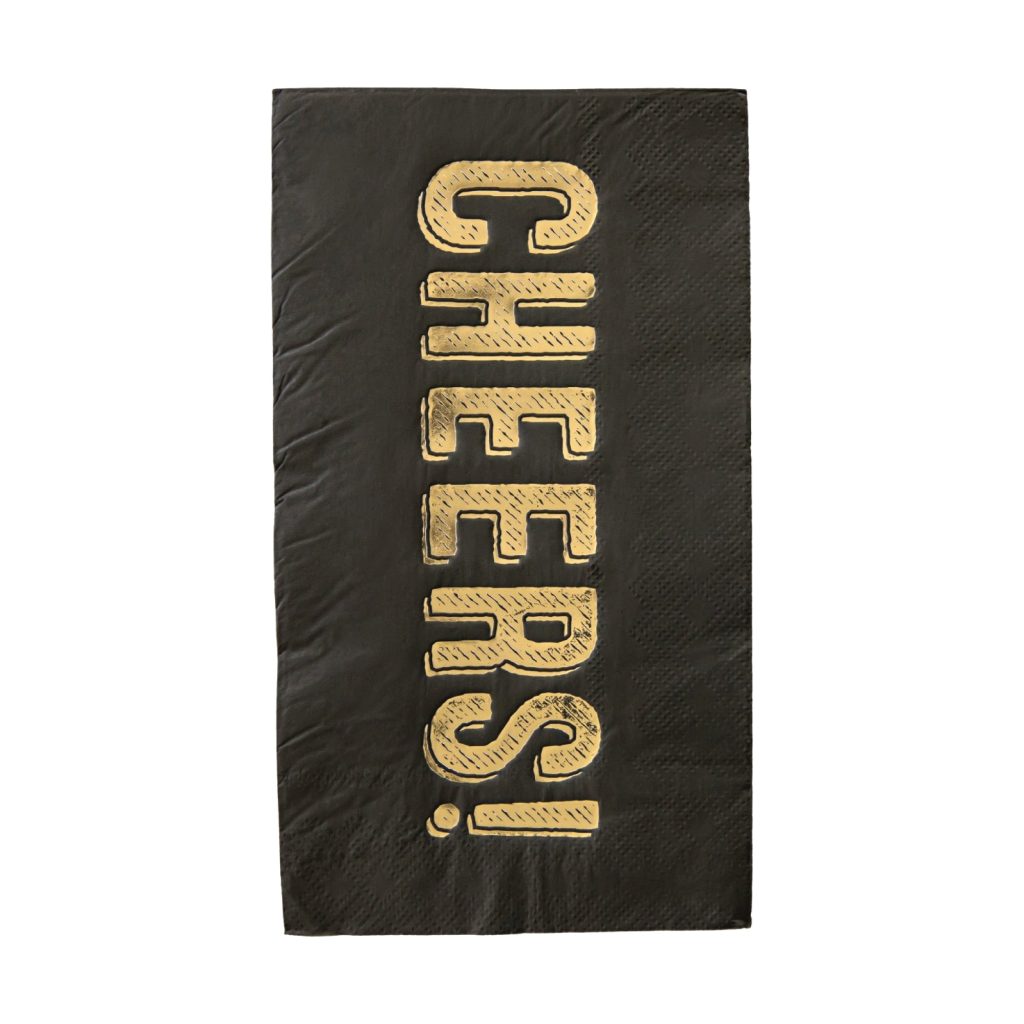 Black & Gold Cheers Guest Towels 16ct