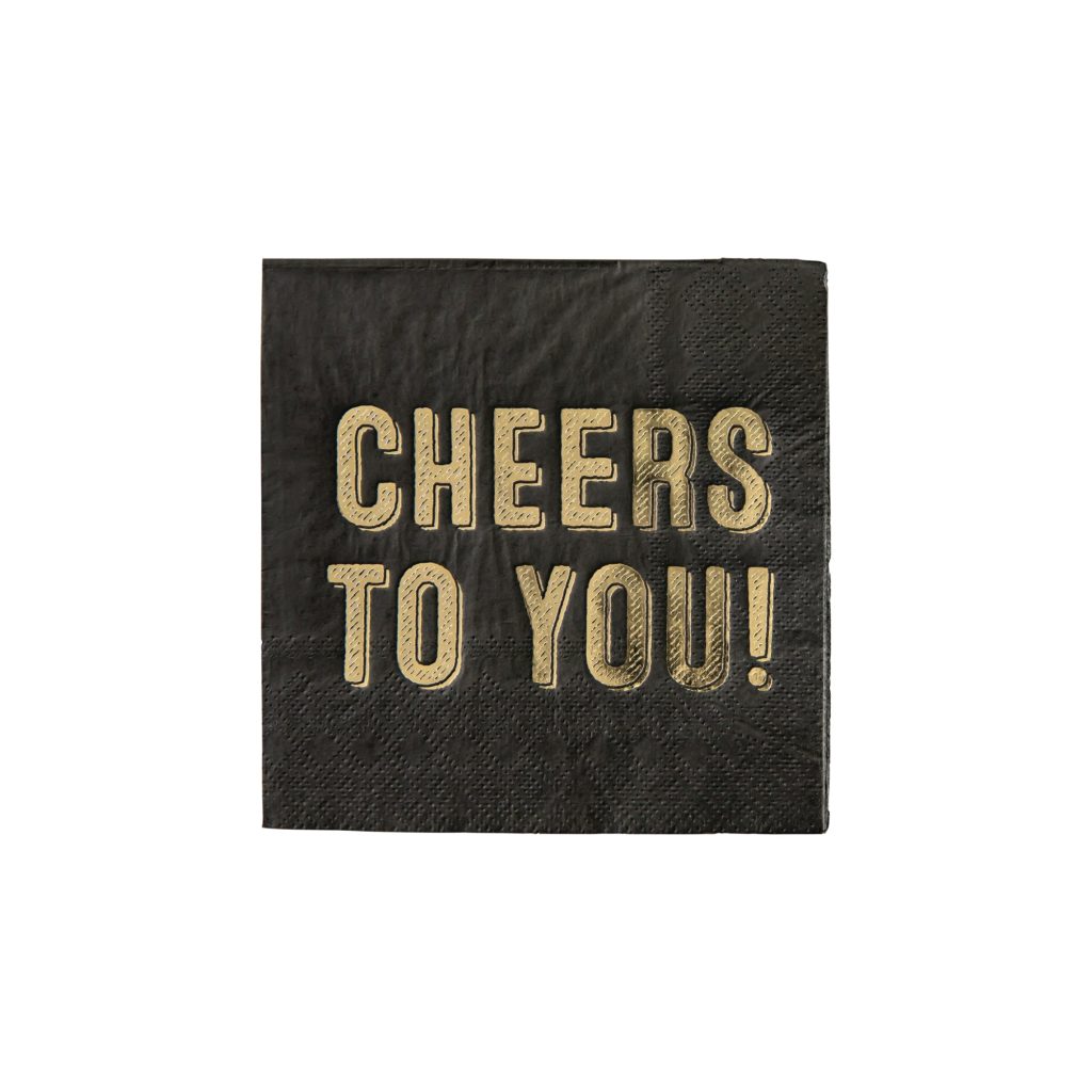 Black & Gold Cheers To You Dessert Napkins 20ct