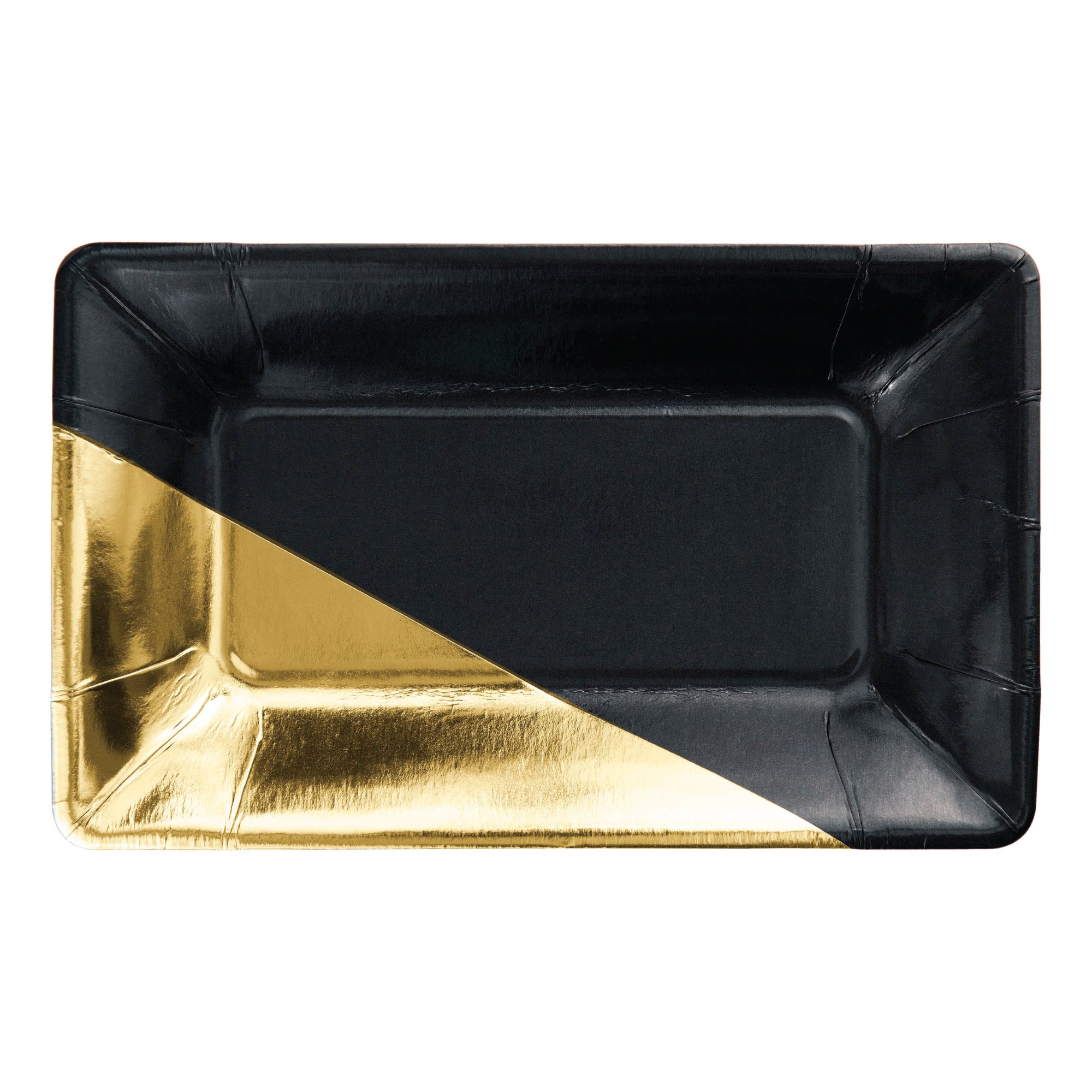 Black & Gold Foil Rectangle Dessert Plates 8ct