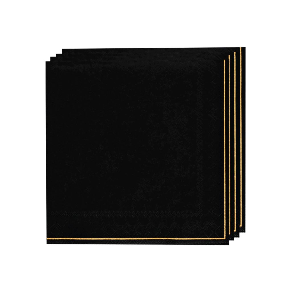 Black With Gold Stripe Lunch Napkins 20ct