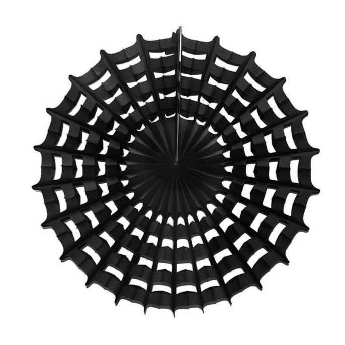 Black Spiderweb Paper Tissue Fan 27in