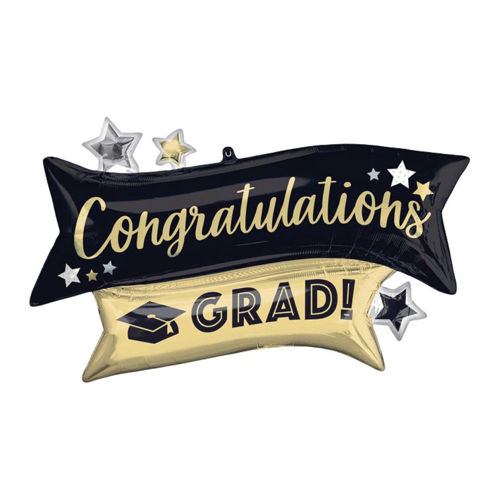 Black & Gold Congratulations Grad Balloon 38in