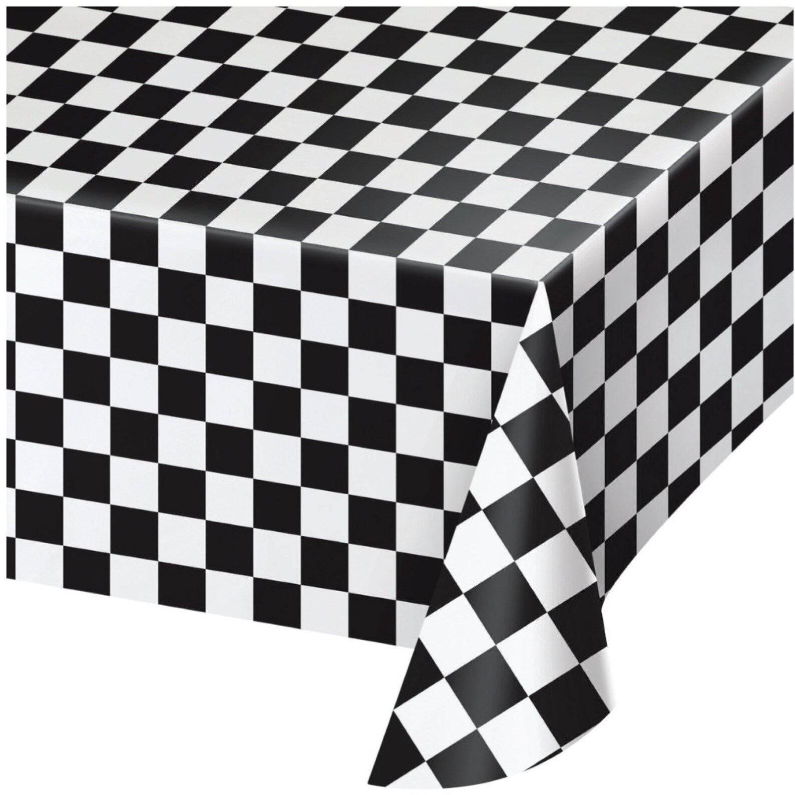 Black And White Checkered Plastic Table Cover 54″ X 108″