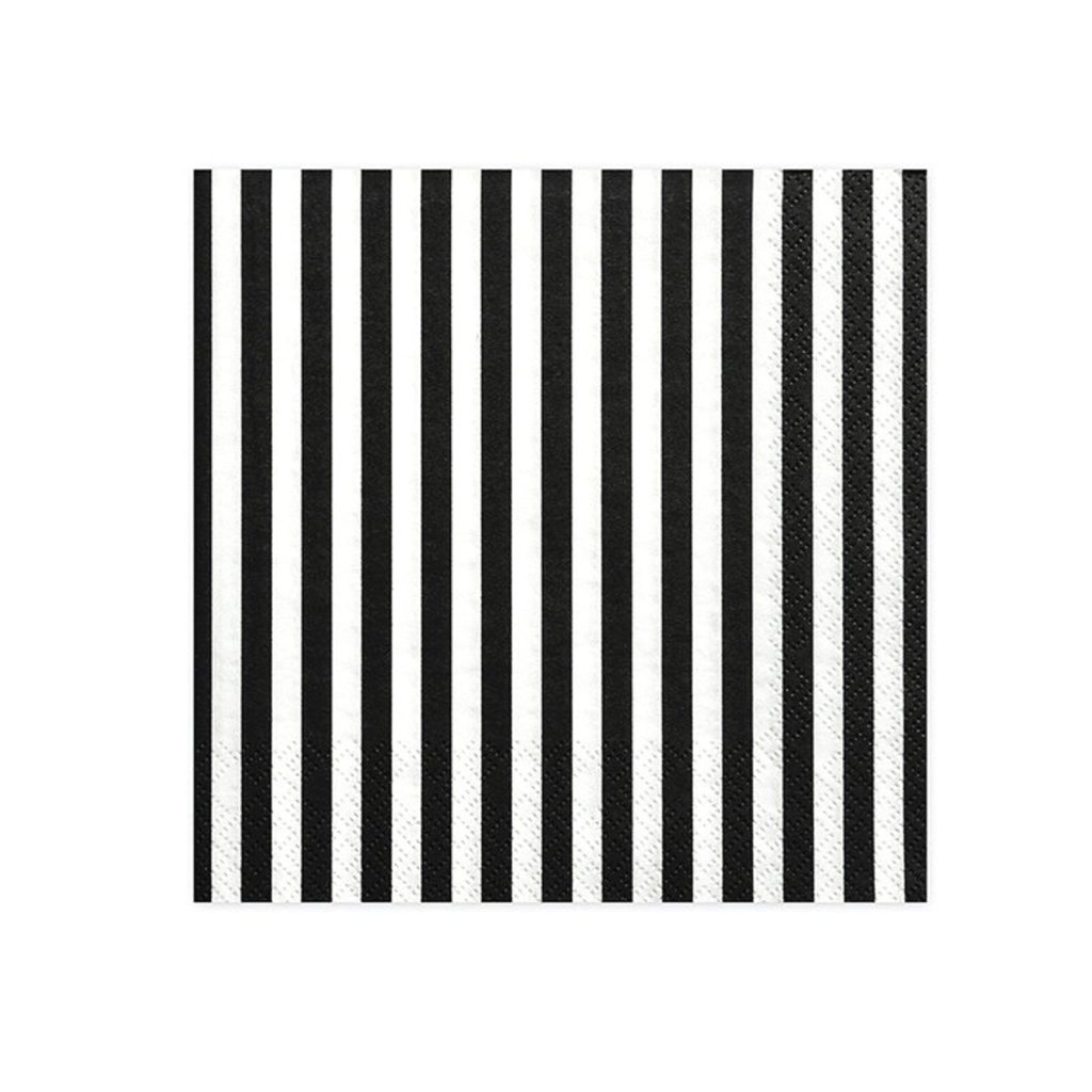 Black & White Striped Lunch Napkins 20ct