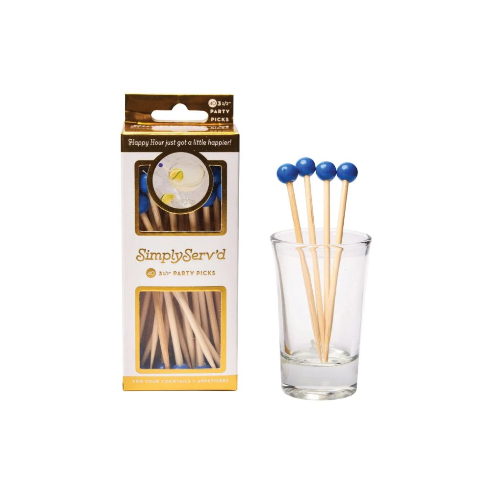 Blue Bamboo Ball Party Picks 40ct