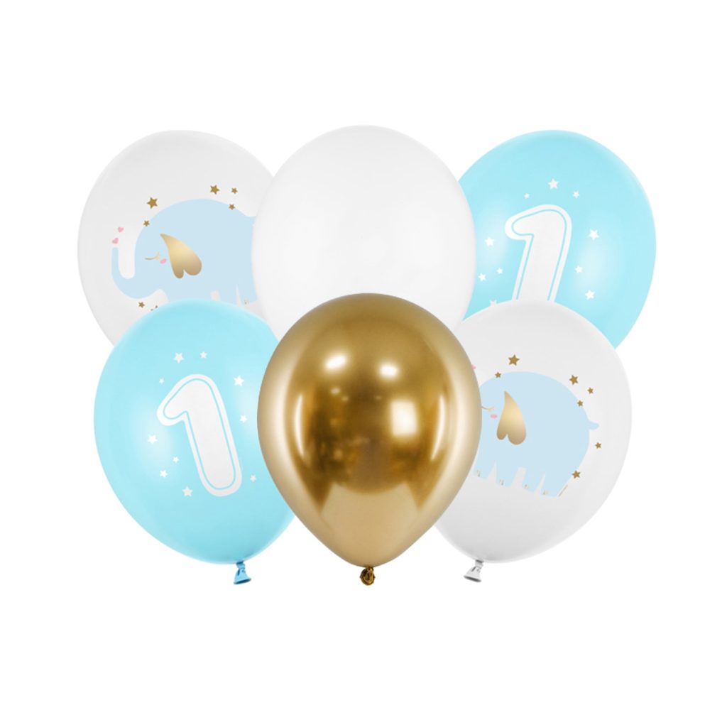 Blue Elephant 1st Birthday Balloon Bouquet 6ct