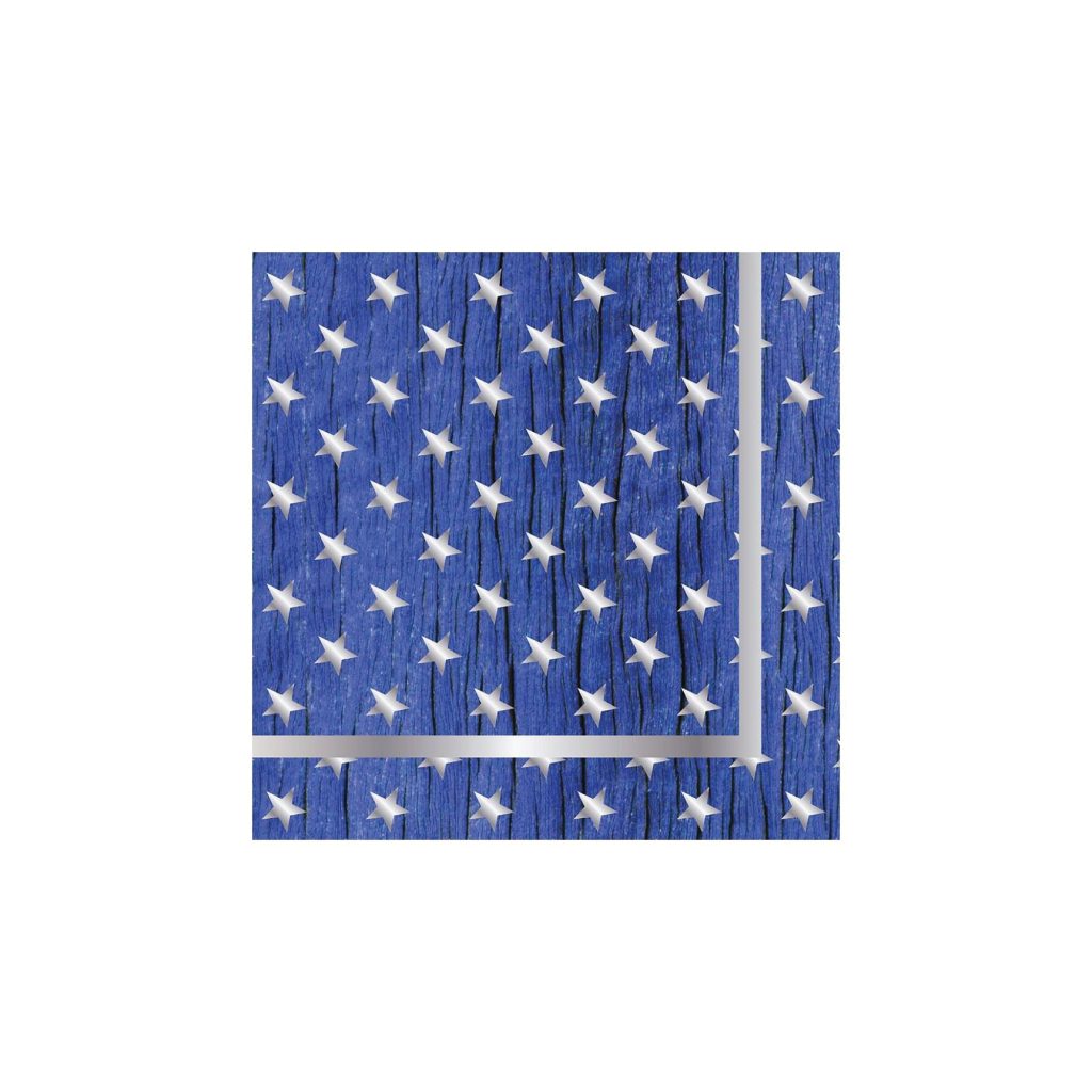 Blue & Silver Star Cocktail Napkins 16ct