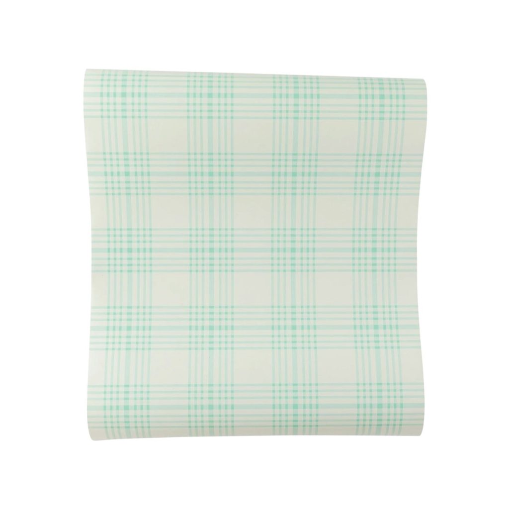 Blue Plaid Paper Table Runner