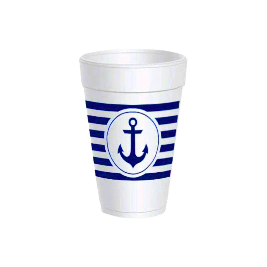 Blue Anchor Styrofoam Cups With Lids 10ct