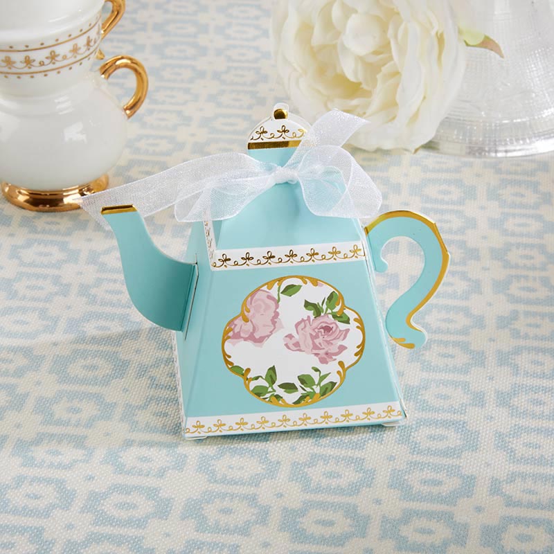 Blue Floral Tea Time Favor Boxes 24ct